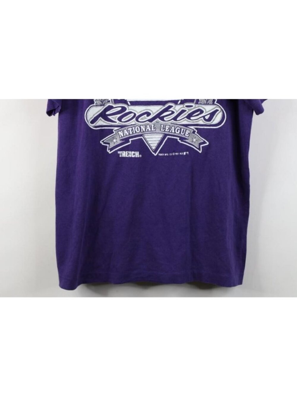 Vintage 90s Mens Large Distressed Colorado Rockies Baseball T-Shirt Purple USA - Picture 3 of 14